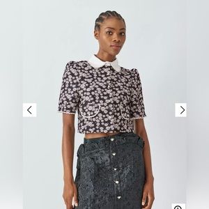 Sister Jane Pearl Marina Floral Jacquard Crop top